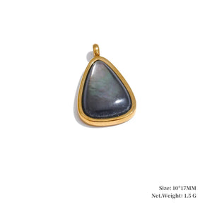 Gold pendant with a gray stone on a white background