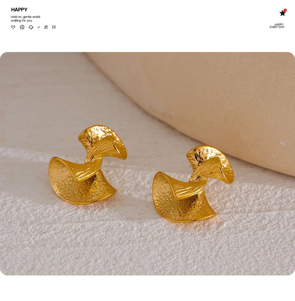 Golden Aura Wave Studs - TM & Co. Jewels