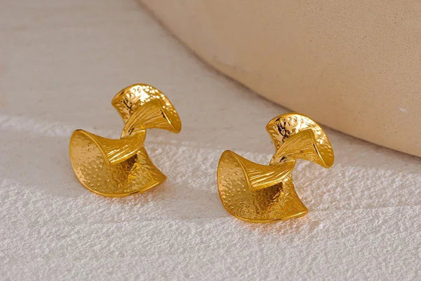 Golden Aura Wave Studs - TM & Co. Jewels