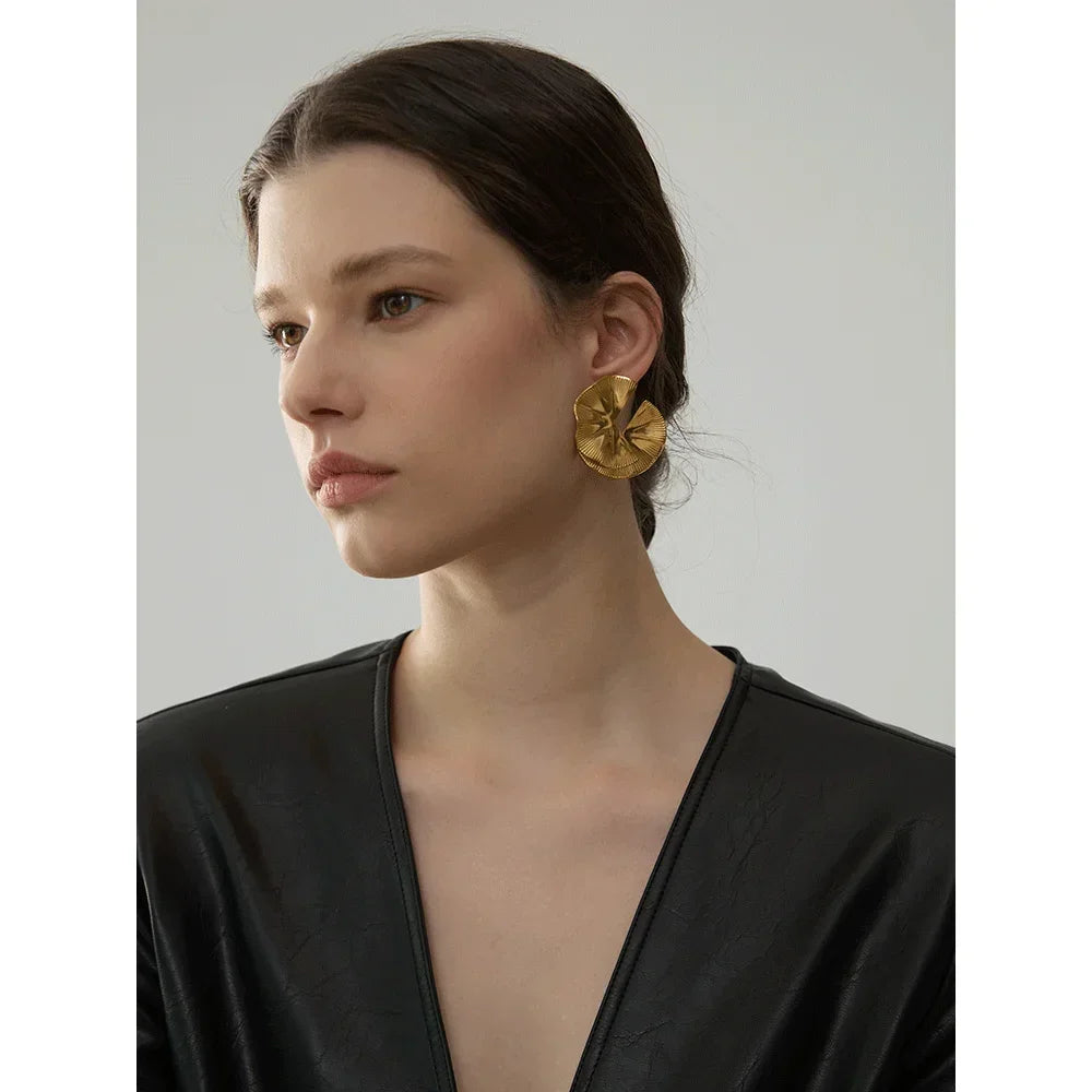 Golden Petal Statement Studs - TM & Co. Jewels