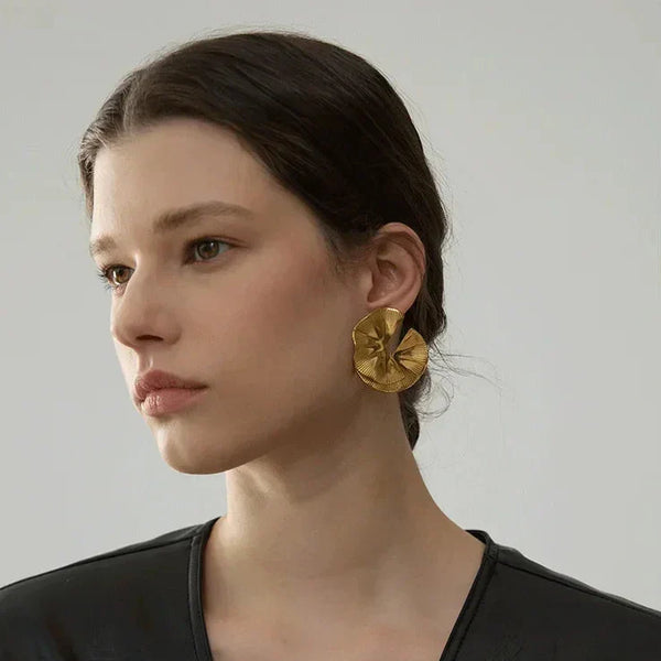 Golden Petal Statement Studs - TM & Co. Jewels