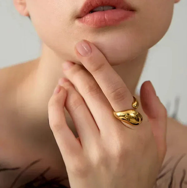 Myrrhine Stylish Gold Metal Ring - TM & Co. Jewels