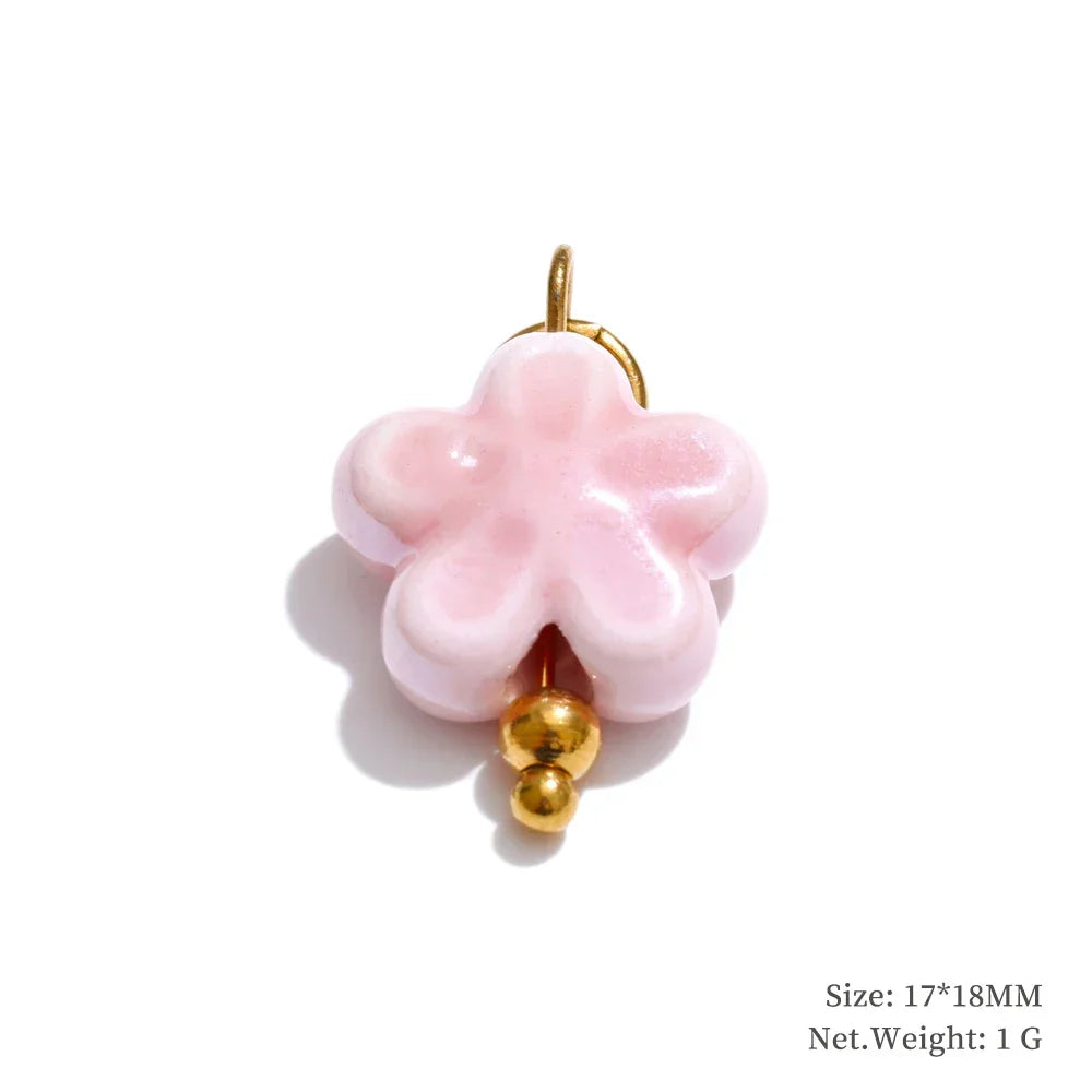 Cute Enamel Enamel Star Flower Cherry Strawberry DIY Accessories Charm Pendants for Necklace Bracelet Earrings Making