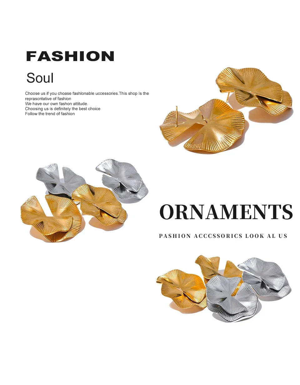 Golden Petal Statement Studs - TM & Co. Jewels