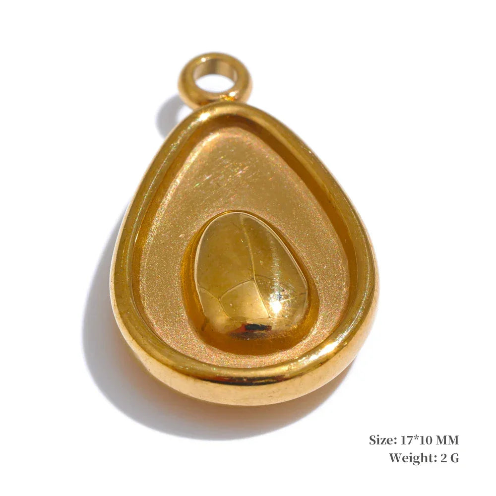 Trendy Stainless Steel Metal Heart Flower Avocado Golden Drop Necklace Bracelet DIY Pendants Accessories Making Waterproof