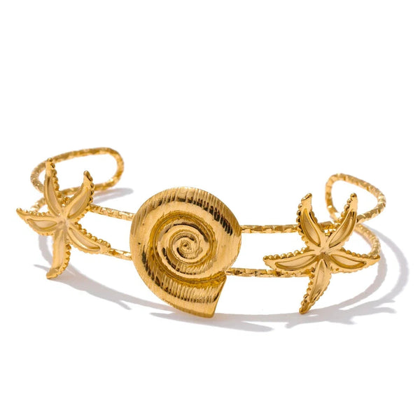 Gold Sea Life Cuff Bracelet