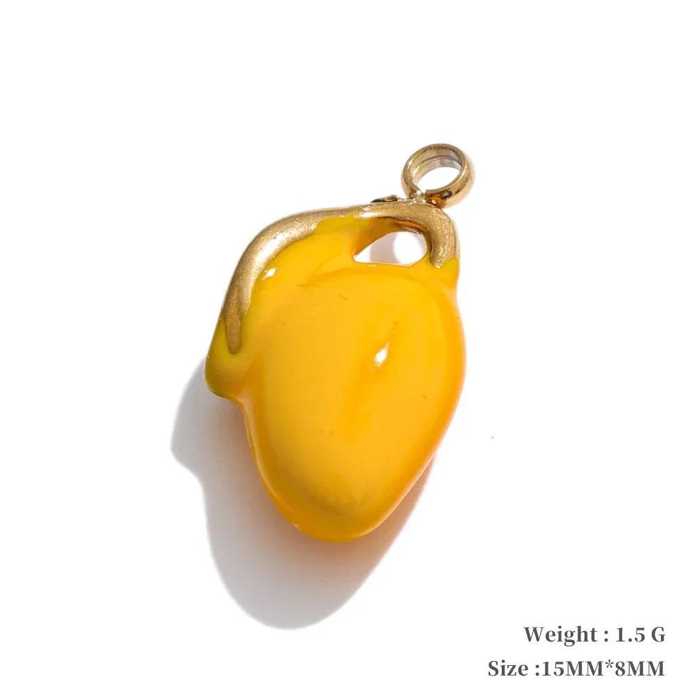 Y2K Enamel Fruit Cherry Shell Fish Heart DIY Accessories Pendants Making Necklace Bracelet Stainless Steel Jewelry Gift