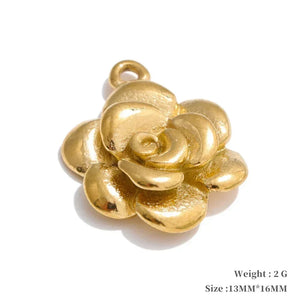 Gold rose-shaped pendant on a white background