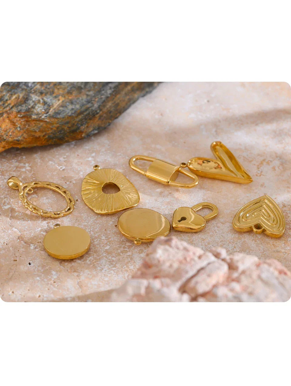 New Stainless Steel Heart Round Lock Charms Cast Pendants Accessories DIY Jewelry Making Necklace Bracelet Wholesale