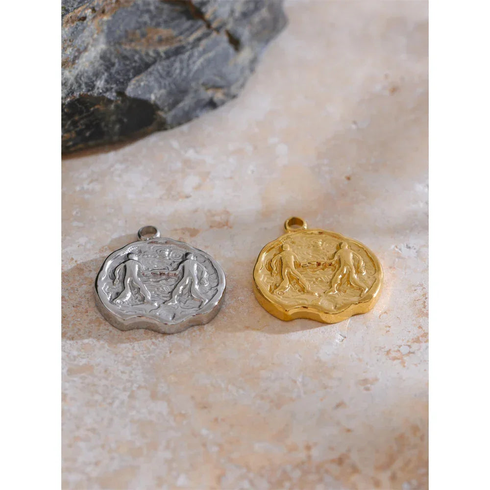 Real Gold Plated 12 Constellation Metal Diy Charms For Jewelry Making Bulk Stainless Steel Charm Pendant Accessories