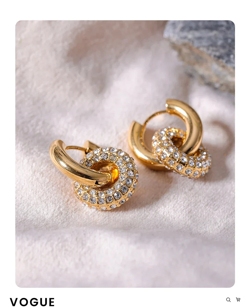Shimmering Zirconia Huggie Hoop Earrings - TM & Co. Jewels