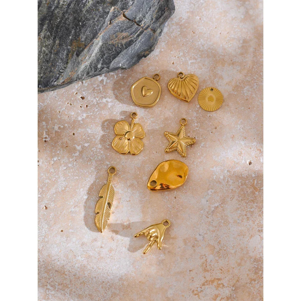 Metal Leaf Flower Star Palm Golden Drop Handmade DIY Stainless Steel Casting Jewelry Accessories