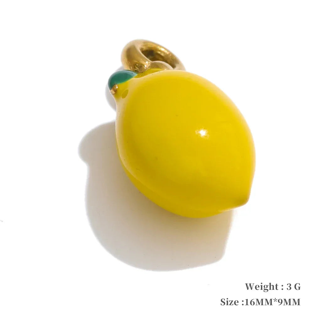 Fashion Enamel Lemon Strawberry Heart Flower Gift DIY Accessories Making Necklace Bracelet Earring Stainless Steel Jewelry