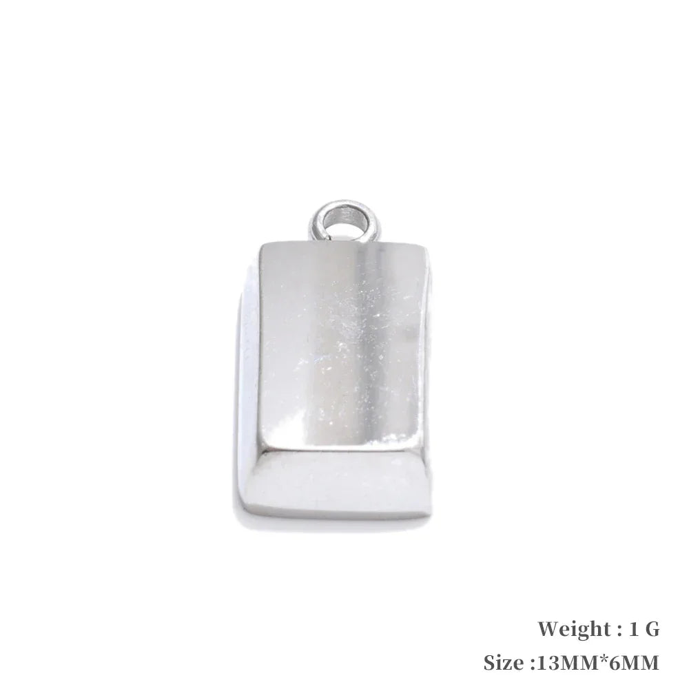 Smooth 316L Stainless Steel Metal Rectangle Waterproof Charm DIY Accessories Handmade Jewelry 18K PVD Plated