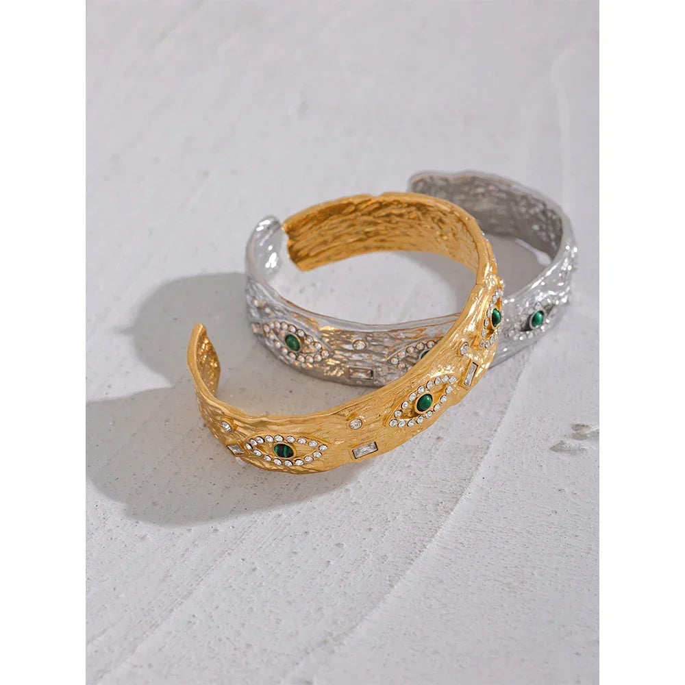 Whimsical Eyes Gold Bangle - TM & Co. Jewels