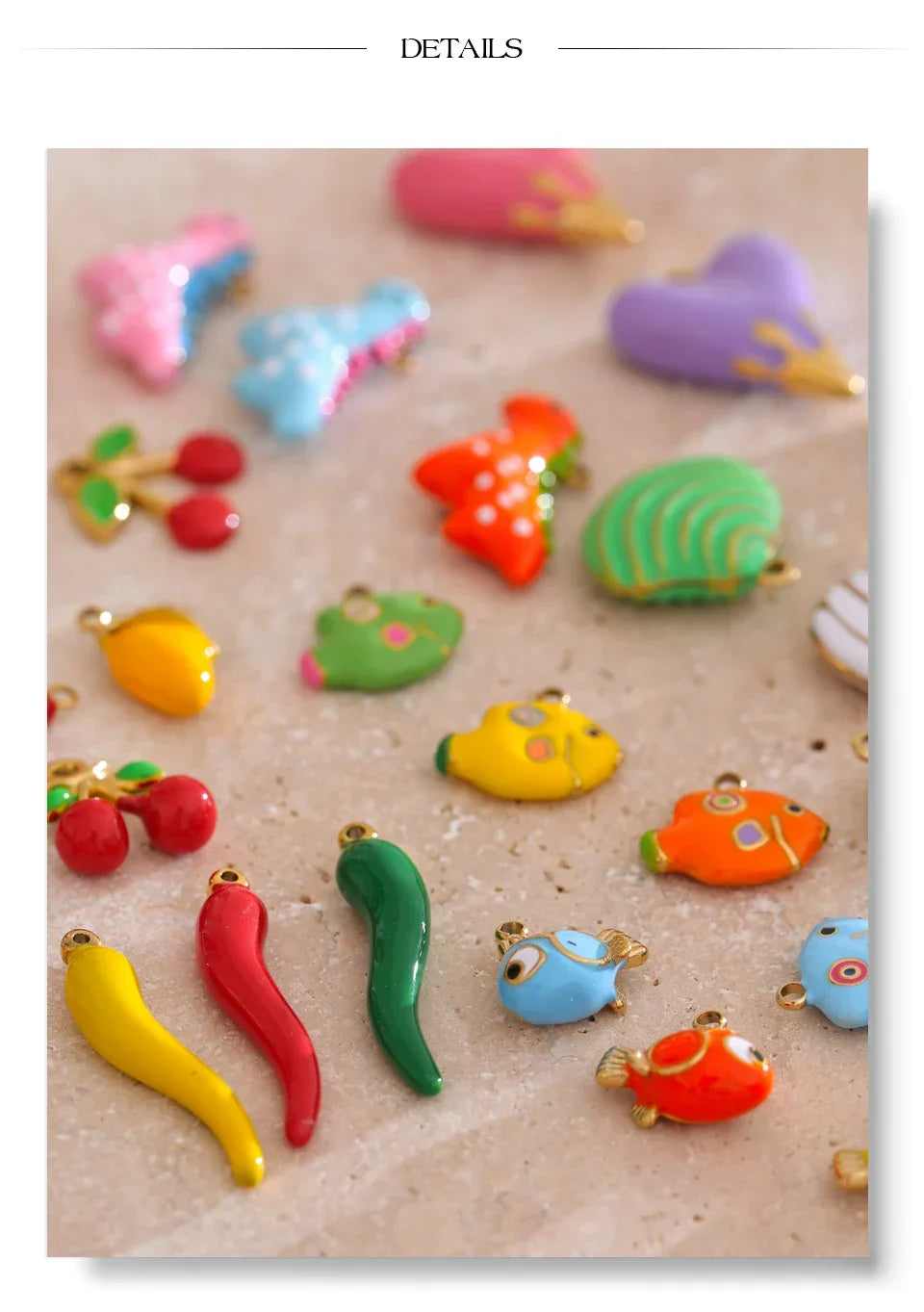 Colorful Enamel Heart Shell Stainless Steel Y2K DIY Making Accessories Handmade Jewelry Wholesale Waterproof