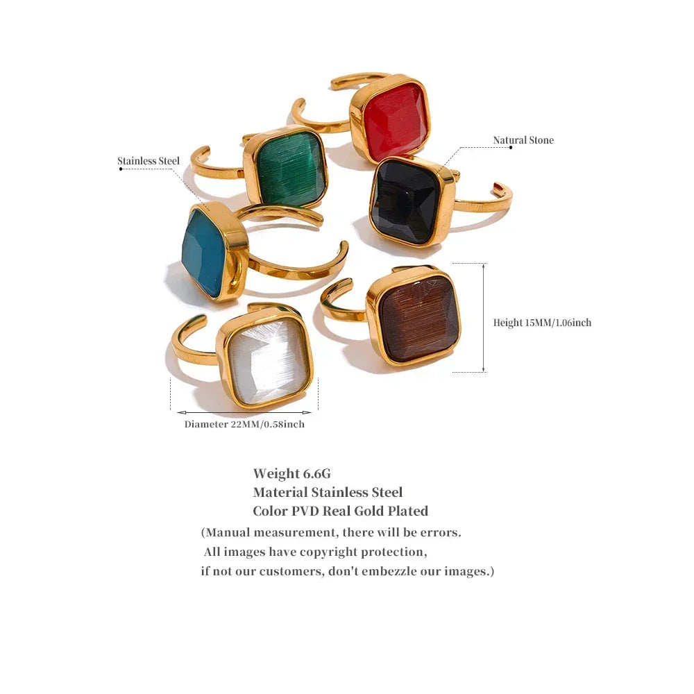 Opalique Square Gold Ring - TM & Co. Jewels
