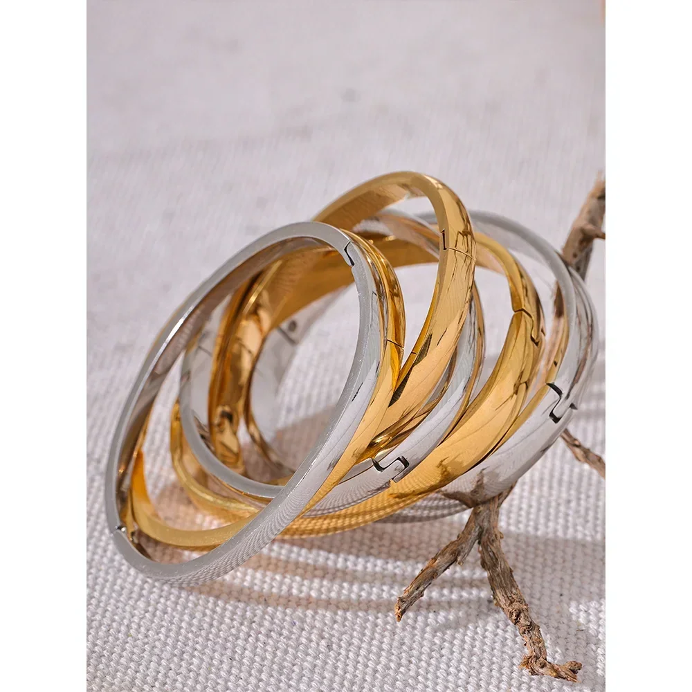 Golden Smooth Stainless Bangle - TM & Co. Jewels