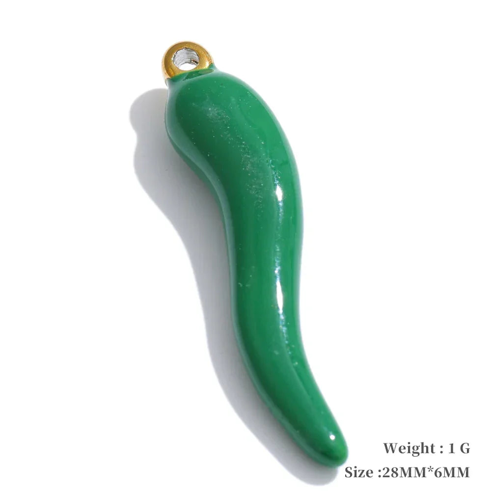 Y2K Enamel Fruit Cherry Shell Fish Heart DIY Accessories Pendants Making Necklace Bracelet Stainless Steel Jewelry Gift