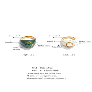Two rings with different stone types on a white background.