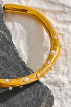 Golden Pearl Charm Bangle - TM & Co. Jewels