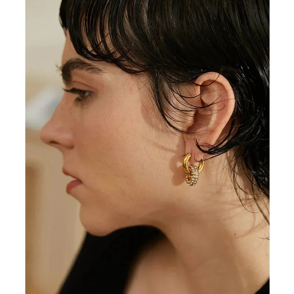 Shimmering Zirconia Huggie Hoop Earrings - TM & Co. Jewels