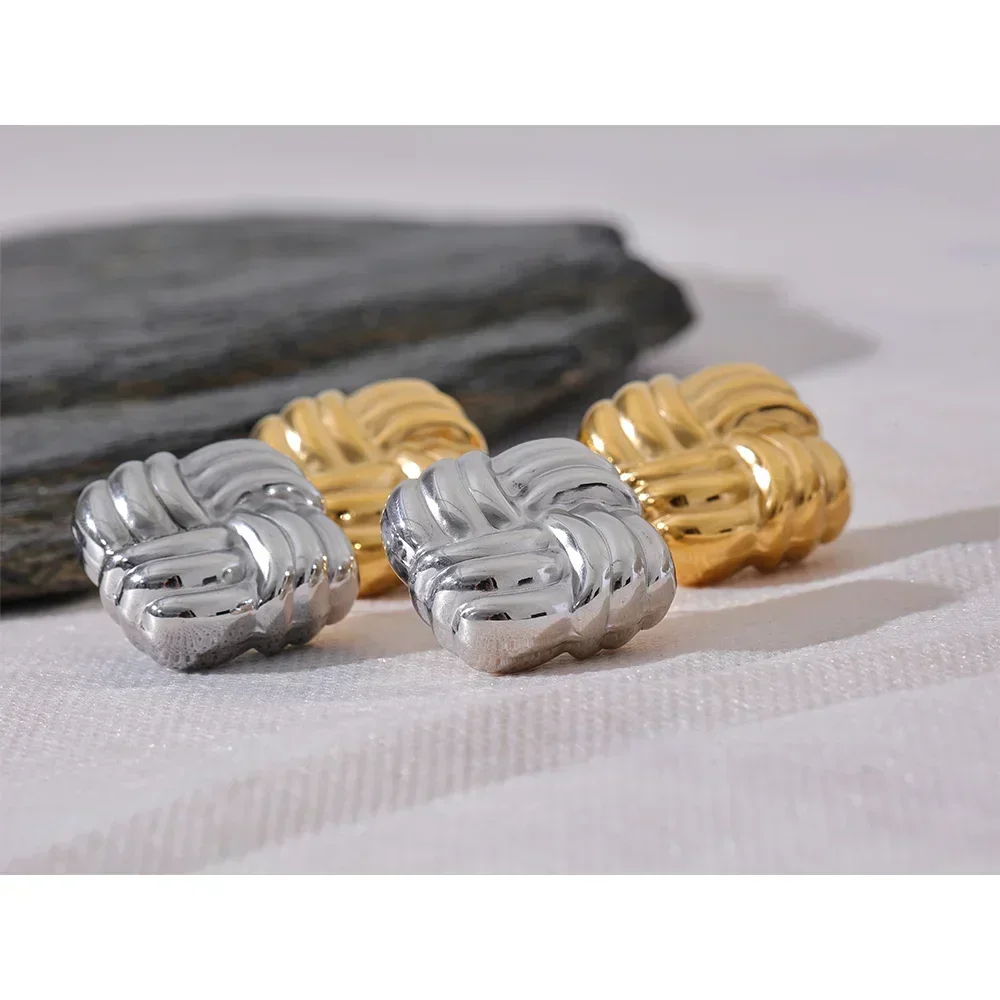 Aqua Stripe Square Studs - TM & Co. Jewels