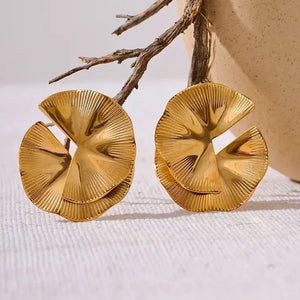Golden Petal Statement Studs - TM & Co. Jewels