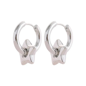 Astral Affection Hoops - TM & CO. JEWELS - Pair of gold hoop earrings on a white background.
