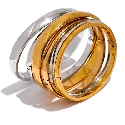 Golden Smooth Stainless Bangle - TM & Co. Jewels