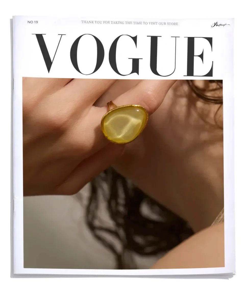 Exquisite Candy Multi-Color White Pink Blue Yellow Resin Adjustable Ring Gold Color Stainless Steel Summer Jewelry Gift