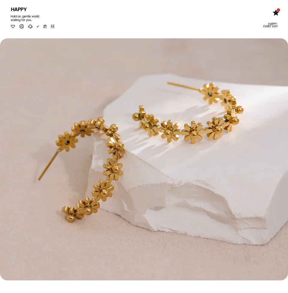 Floral Radiance Round Earrings - TM & Co. Jewels