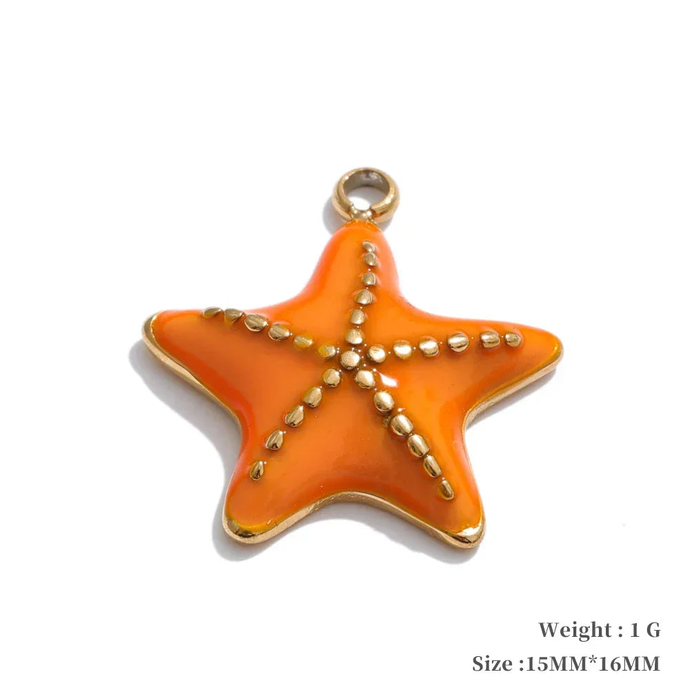 Y2K Enamel Fruit Cherry Shell Fish Heart DIY Accessories Pendants Making Necklace Bracelet Stainless Steel Jewelry Gift