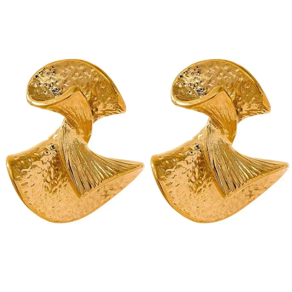 Golden Aura Wave Studs - TM & Co. Jewels