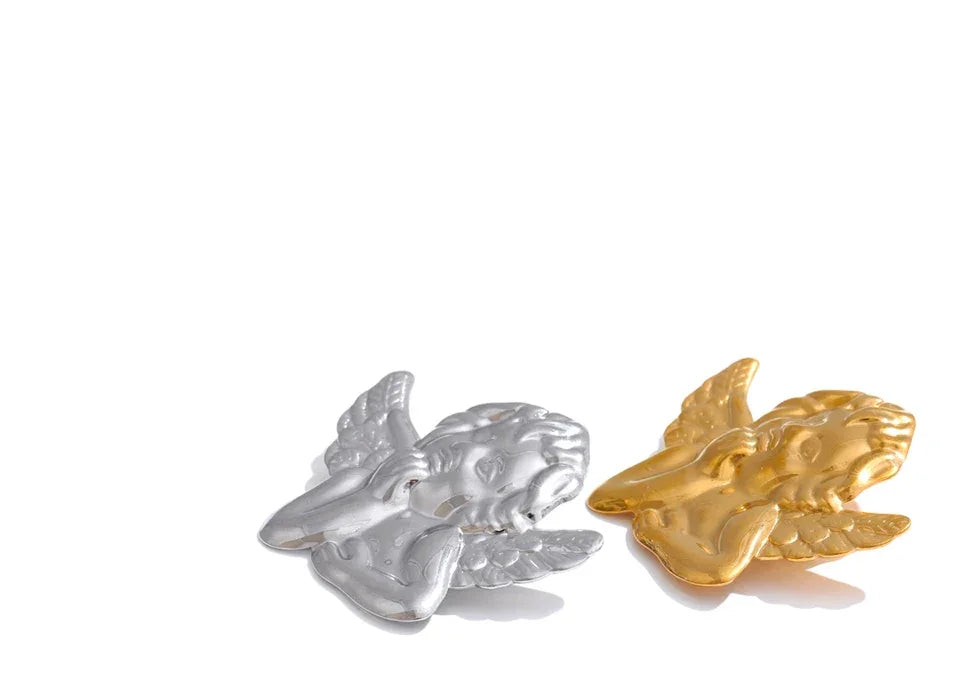 Yhpup Wasserfeste Brosche aus Edelstahl mit Engelsporträt, Unisex, stilvolles und einzigartiges Kostümzubehör