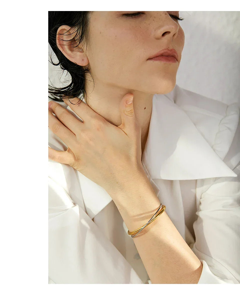 Golden Symmetry Double Color Cuff - TM & Co. Jewels