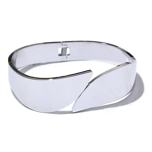 Golden Symmetry Wide Steel Bangle - TM & Co. Jewels