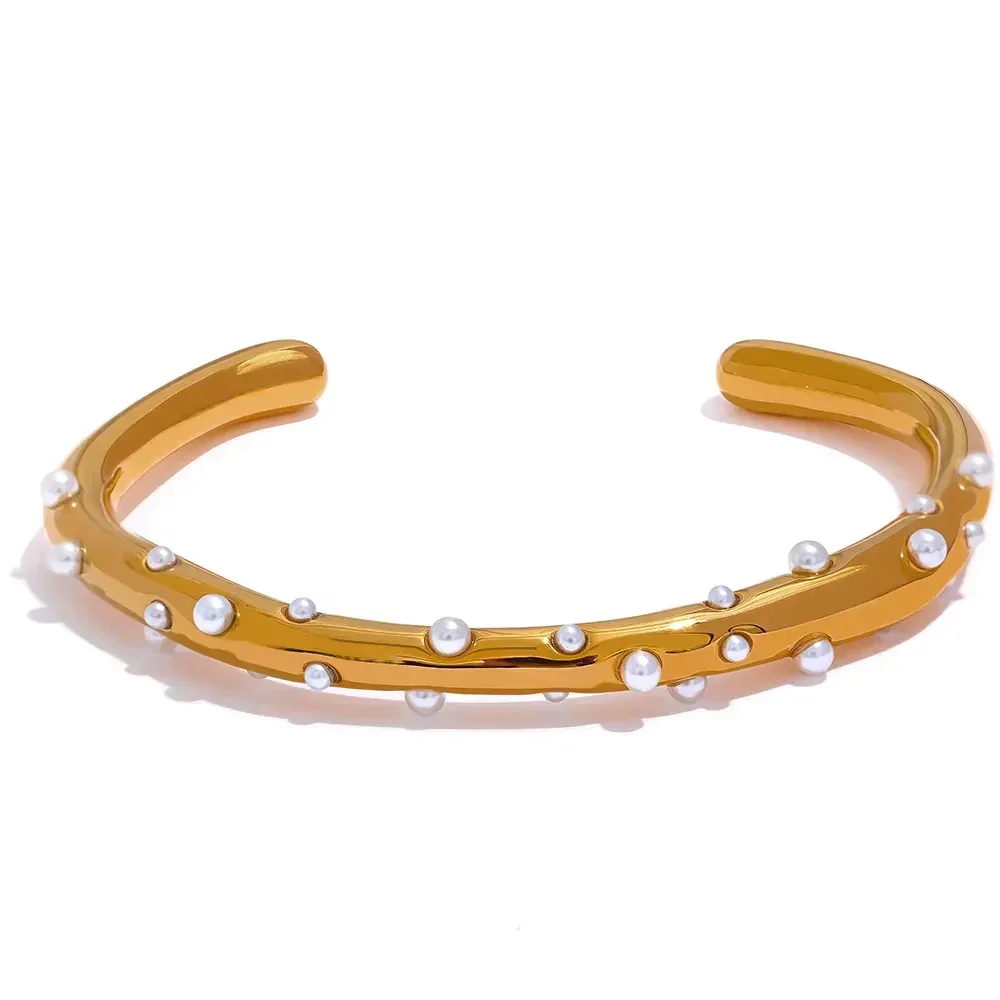Golden Pearl Charm Bangle - TM & Co. Jewels