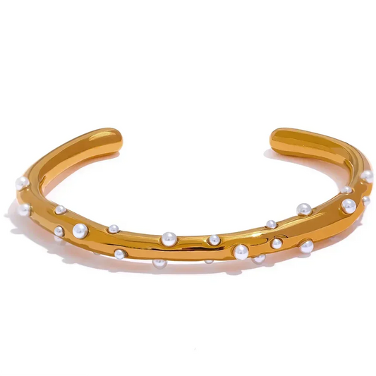 Golden Pearl Charm Bangle - TM & Co. Jewels
