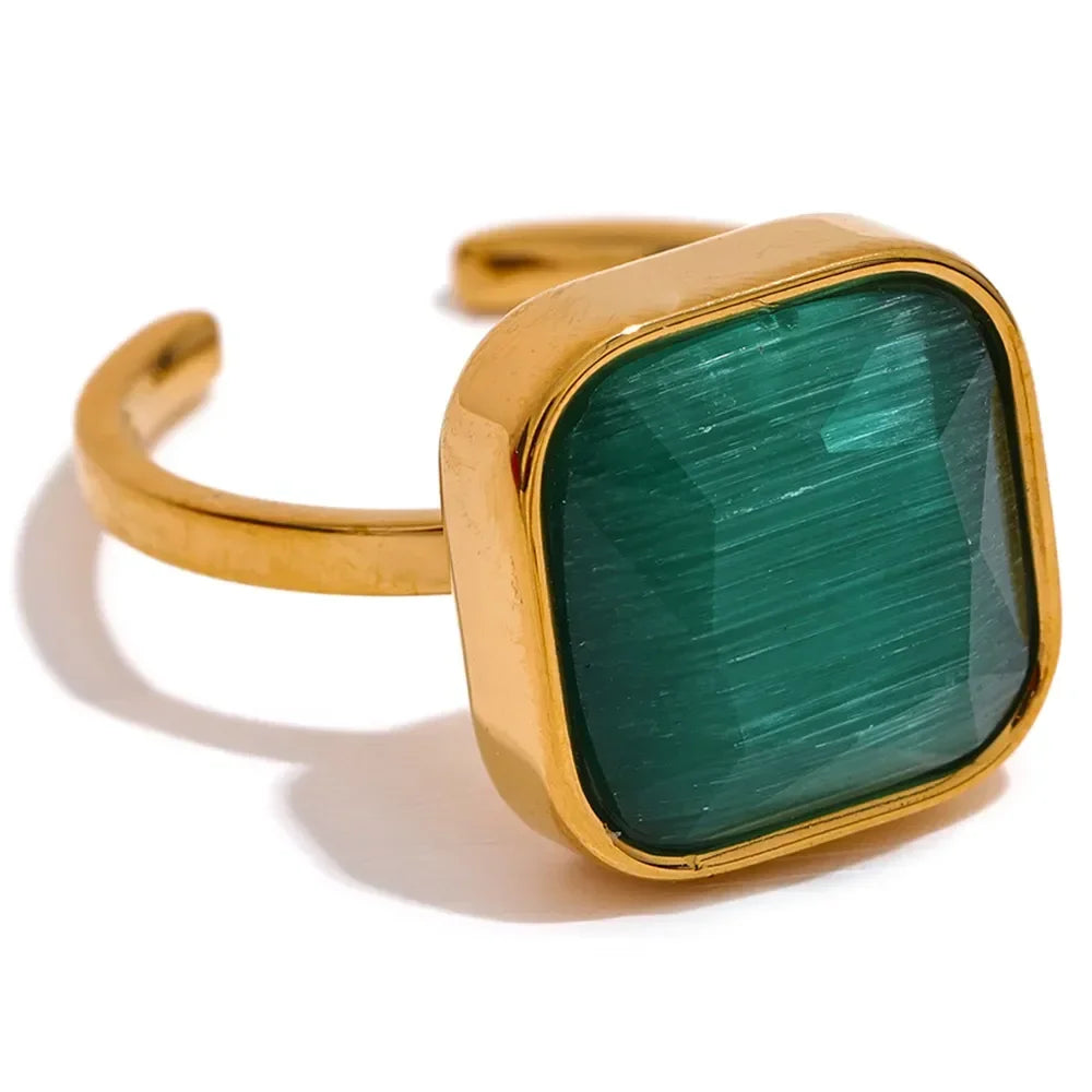Opalique Square Gold Ring - TM & Co. Jewels