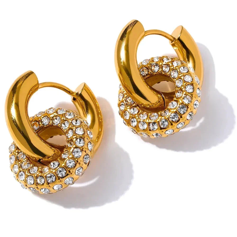 Shimmering Zirconia Huggie Hoop Earrings - TM & Co. Jewels