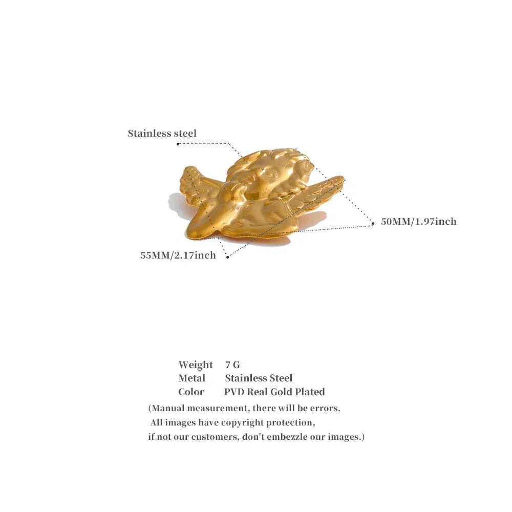 Yhpup Wasserfeste Brosche aus Edelstahl mit Engelsporträt, Unisex, stilvolles und einzigartiges Kostümzubehör