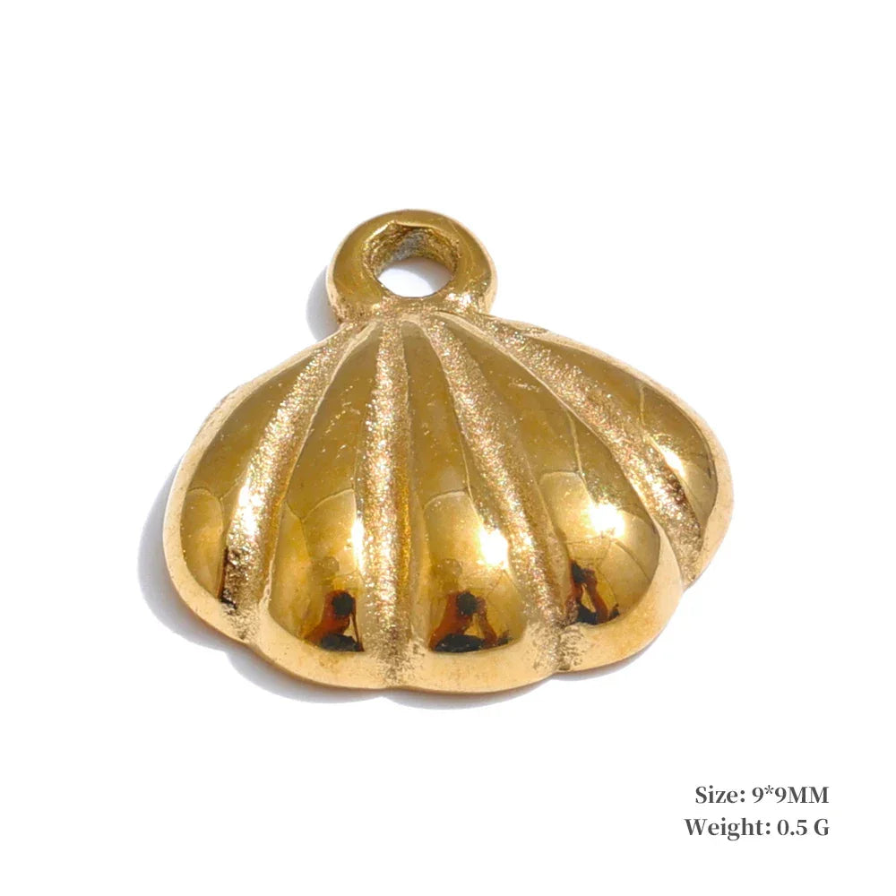 1PC 2024 Summer Ocean Shell Starfish Seahorse Conch Stainless Steel Pendant DIY Making Accessories Handmade Necklace Gift