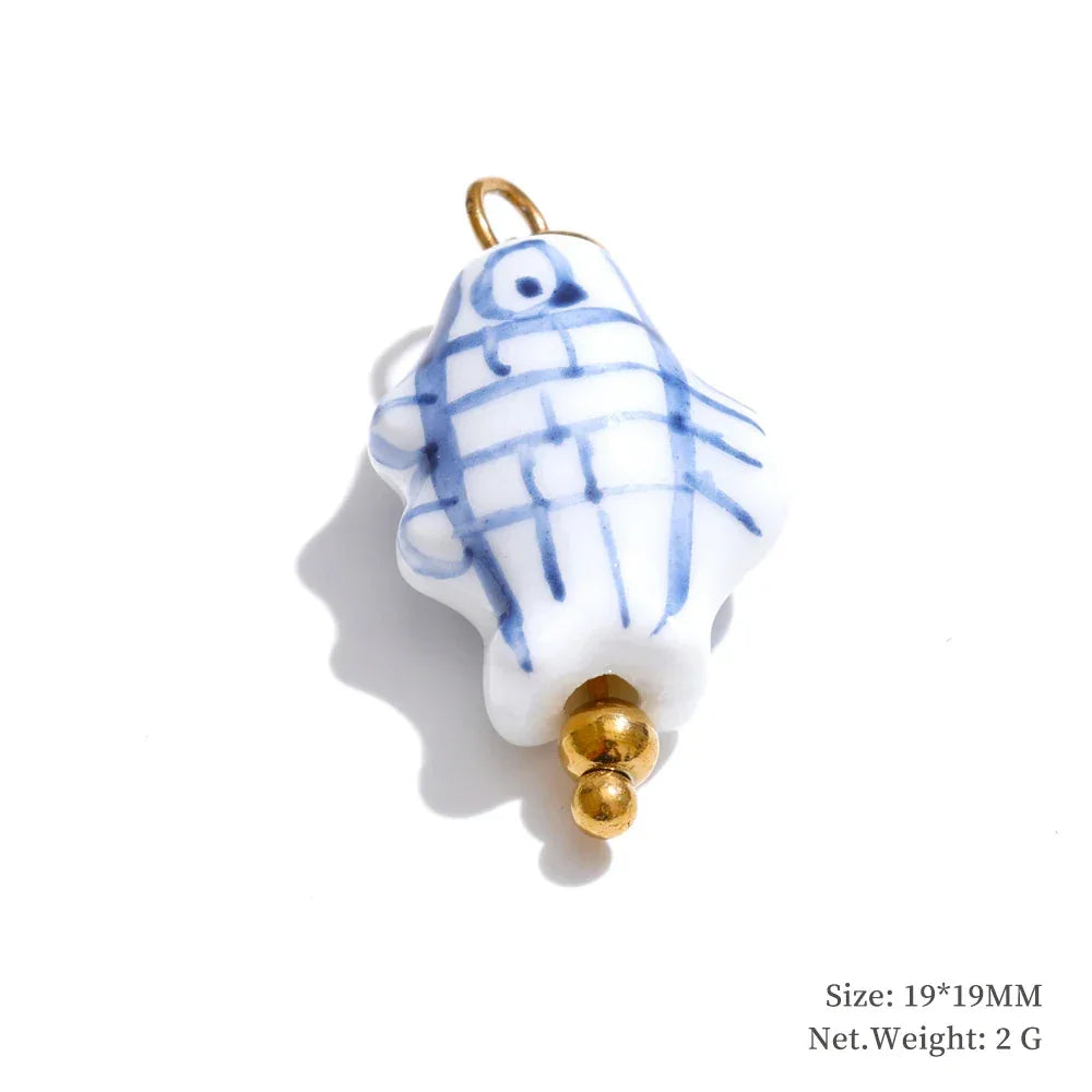 1PC Fashion Enamel Fish Turtle Flower Insect Stainless Steel Charm DIY Accessories Making Necklace Bracelet Jewelry