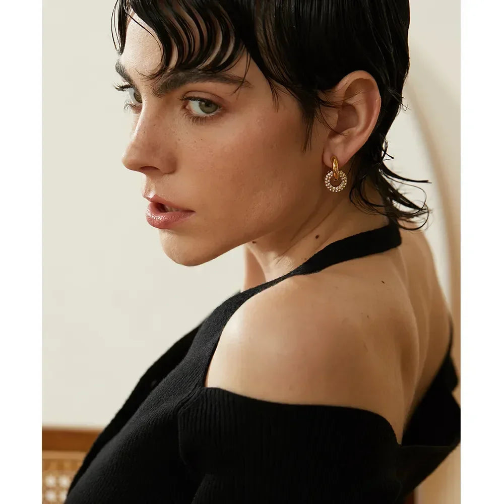 Shimmering Zirconia Huggie Hoop Earrings - TM & Co. Jewels