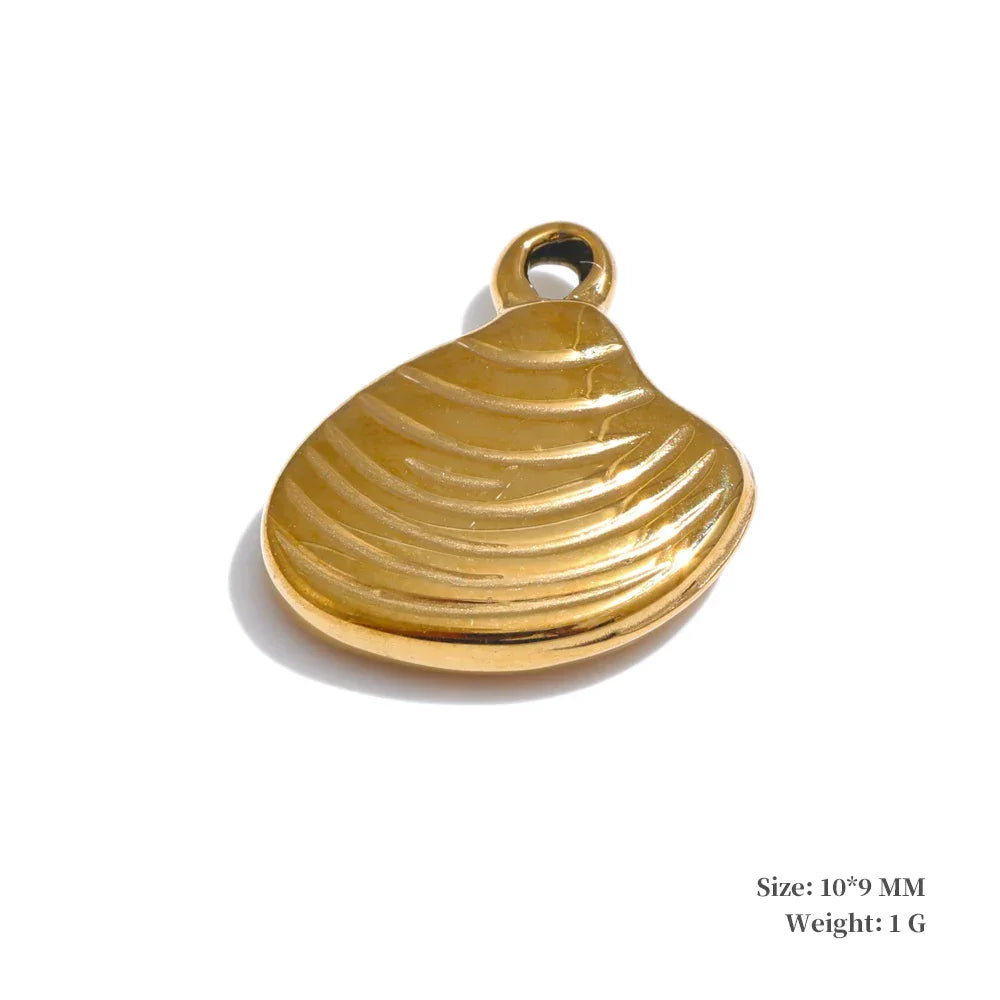 1PC 2024 Summer Ocean Shell Starfish Seahorse Conch Stainless Steel Pendant DIY Making Accessories Handmade Necklace Gift