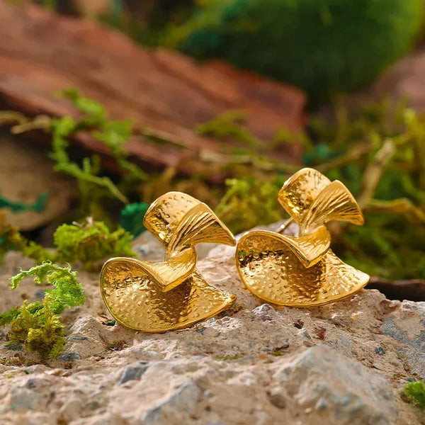 Golden Aura Wave Studs - TM & Co. Jewels
