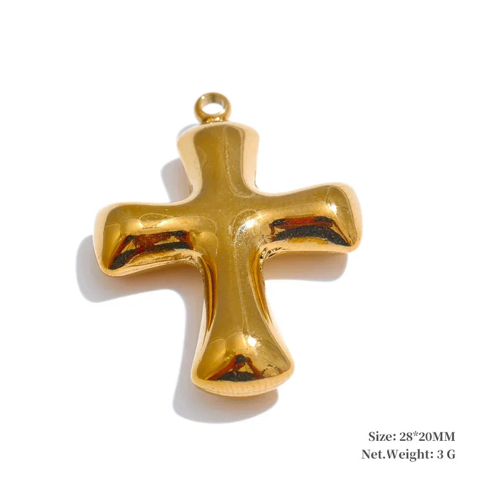 Stainless Steel Metal Flower Cross Pendants Tarnish Resistant DIY Necklace Jewelry Accessories Wholesale Waterproof