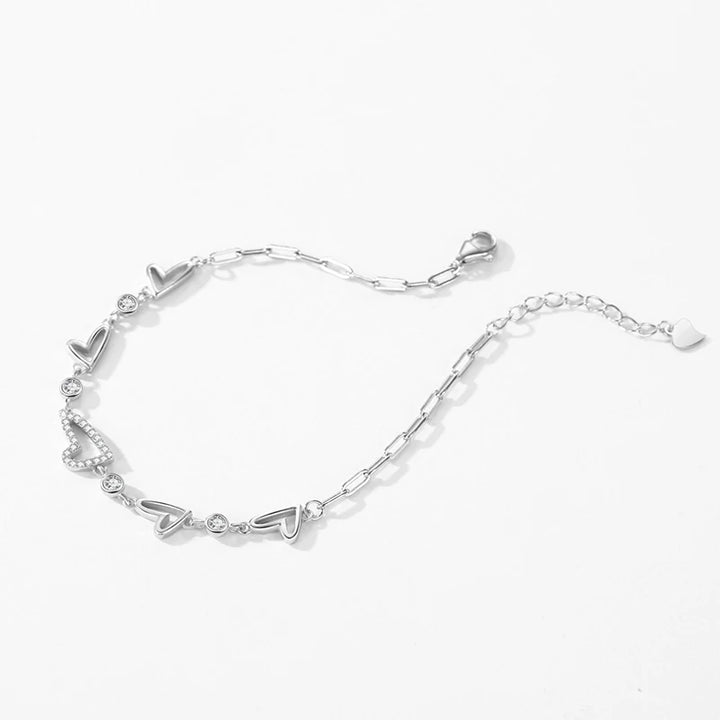 Bracelet scintillant en forme de cœur pur