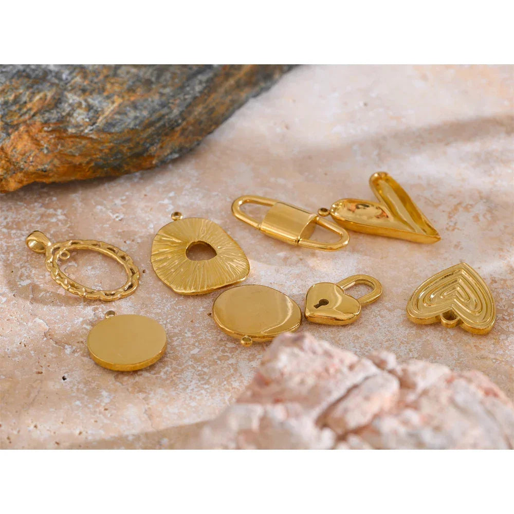 New Stainless Steel Heart Round Lock Charms Cast Pendants Accessories DIY Jewelry Making Necklace Bracelet Wholesale